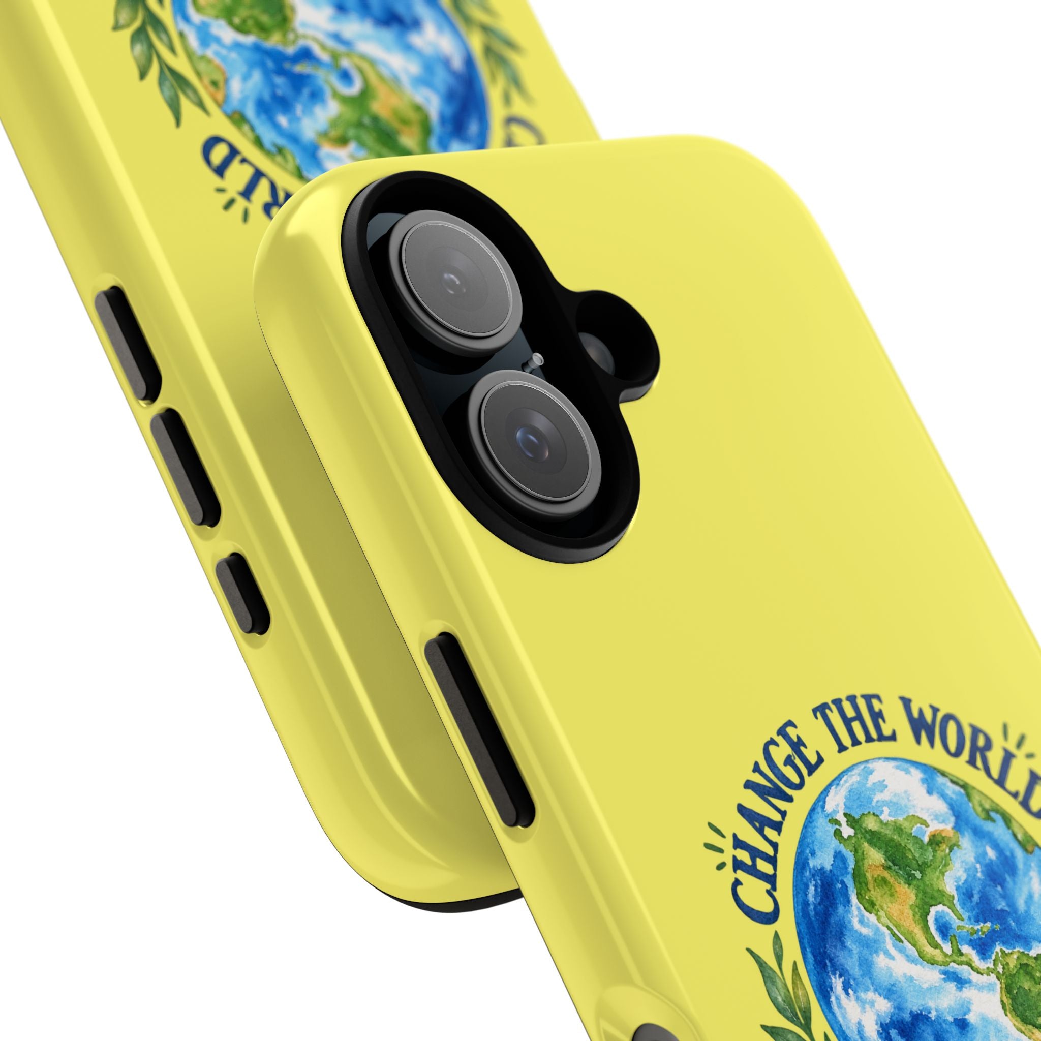 Yellow Change the World Not Your Body iPhone Case | Girls Empowerment Phone Case | You Are Enough Body Positive Case