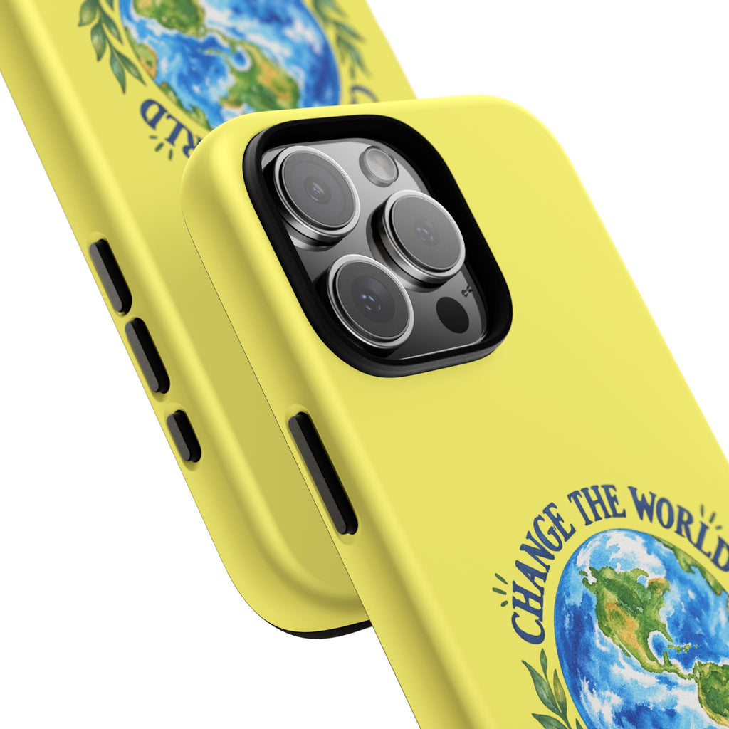 Yellow Change the World Not Your Body iPhone Case | Girls Empowerment Phone Case | You Are Enough Body Positive Case