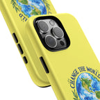 Yellow Change the World Not Your Body iPhone Case | Girls Empowerment Phone Case | You Are Enough Body Positive Case