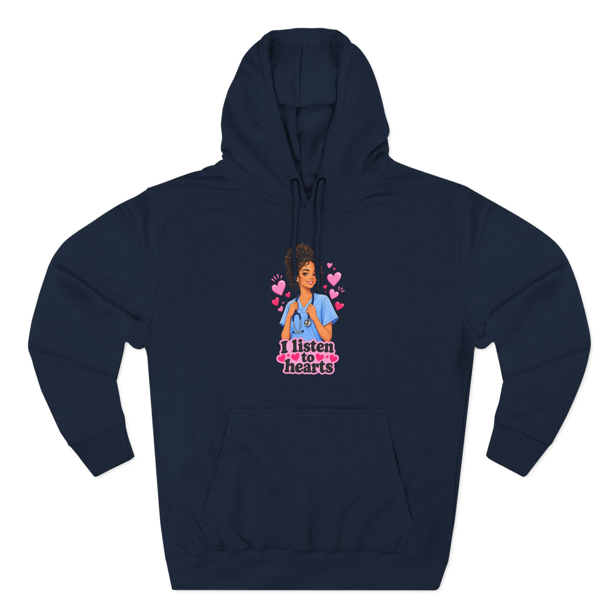 Listen to Hearts Hoodie — Cute Romantic Graphic Pullover for Valentine's & Everyday