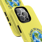 Yellow Change the World Not Your Body iPhone Case | Girls Empowerment Phone Case | You Are Enough Body Positive Case