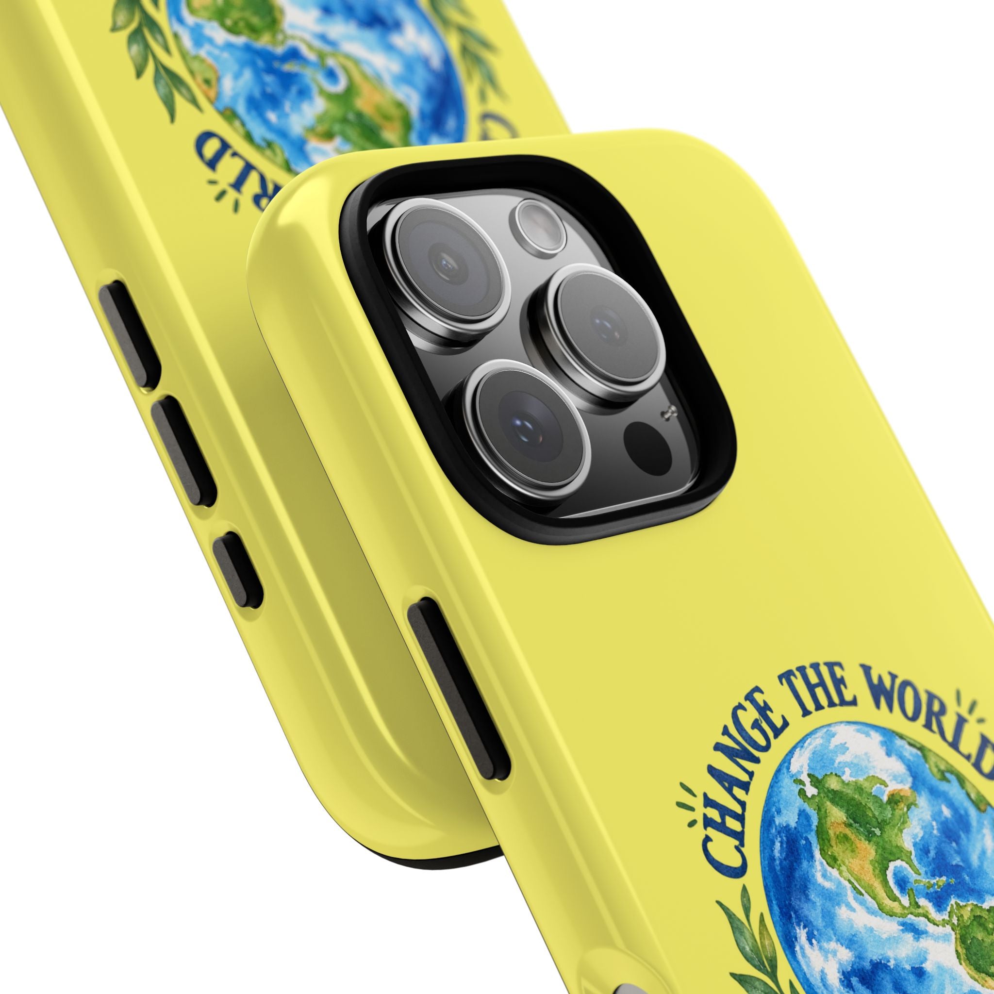 Yellow Change the World Not Your Body iPhone Case | Girls Empowerment Phone Case | You Are Enough Body Positive Case