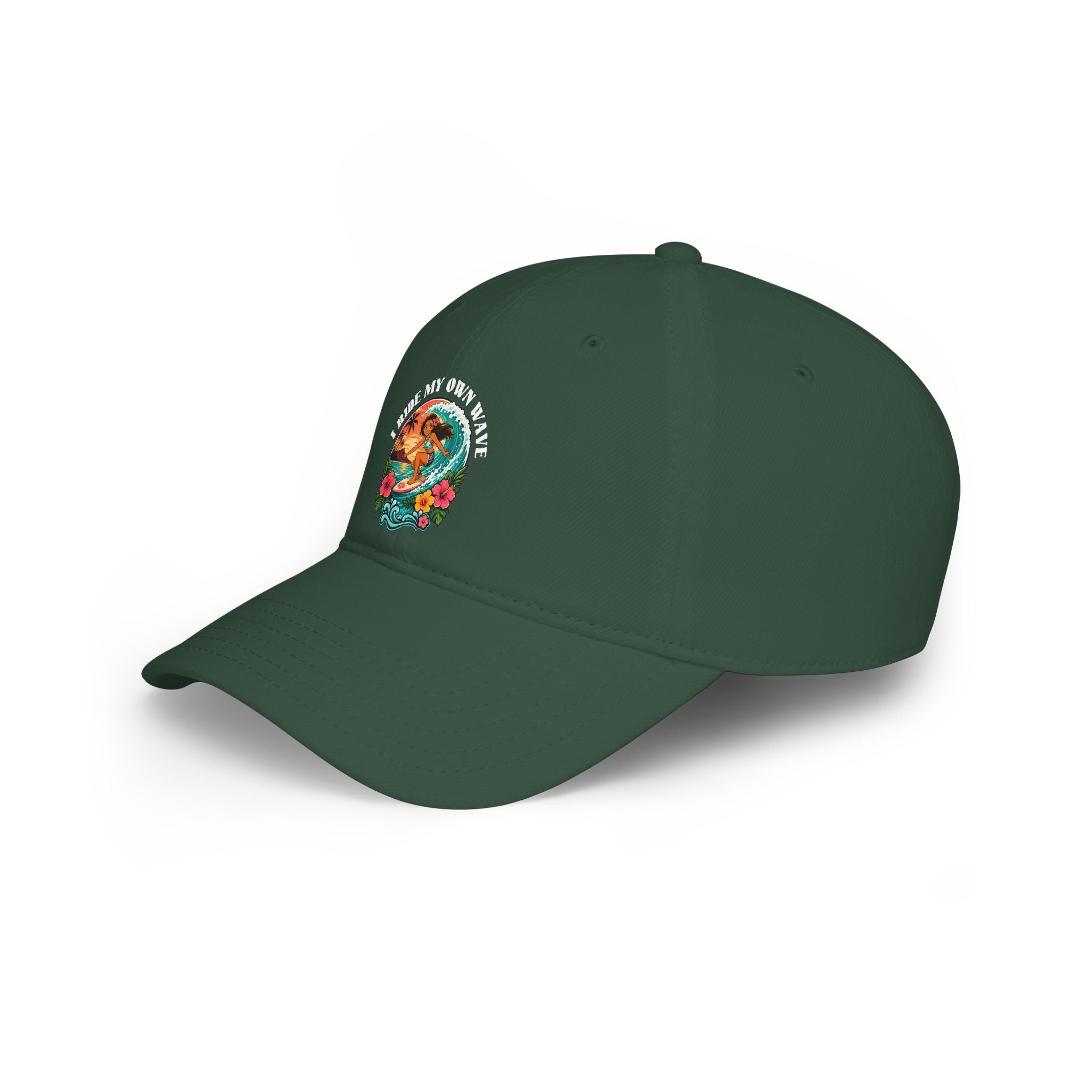 Low Profile Baseball Cap — "I Ride My Own Wave" Surfing Mermaid Hat