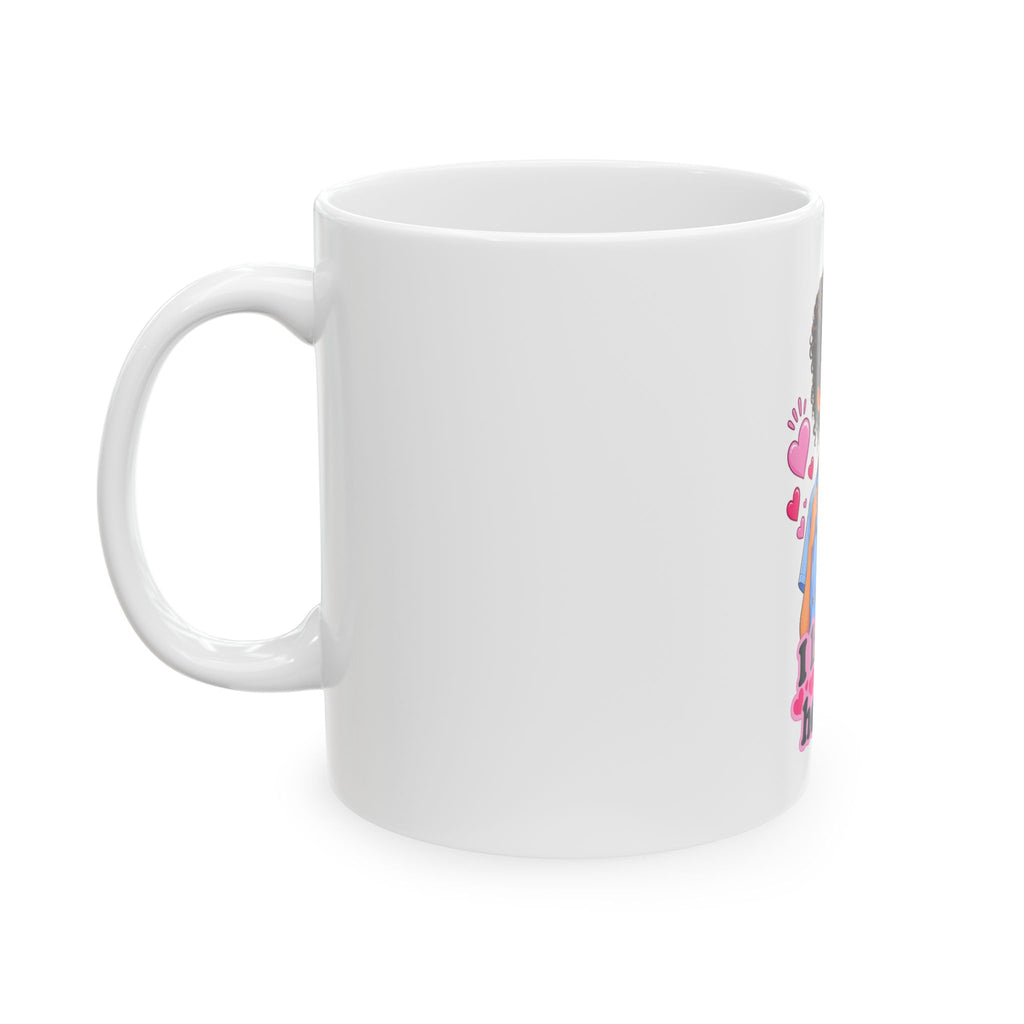 Nurse Ceramic Mug – “I Listen to Hearts” Cute Scrub RN Coffee Cup