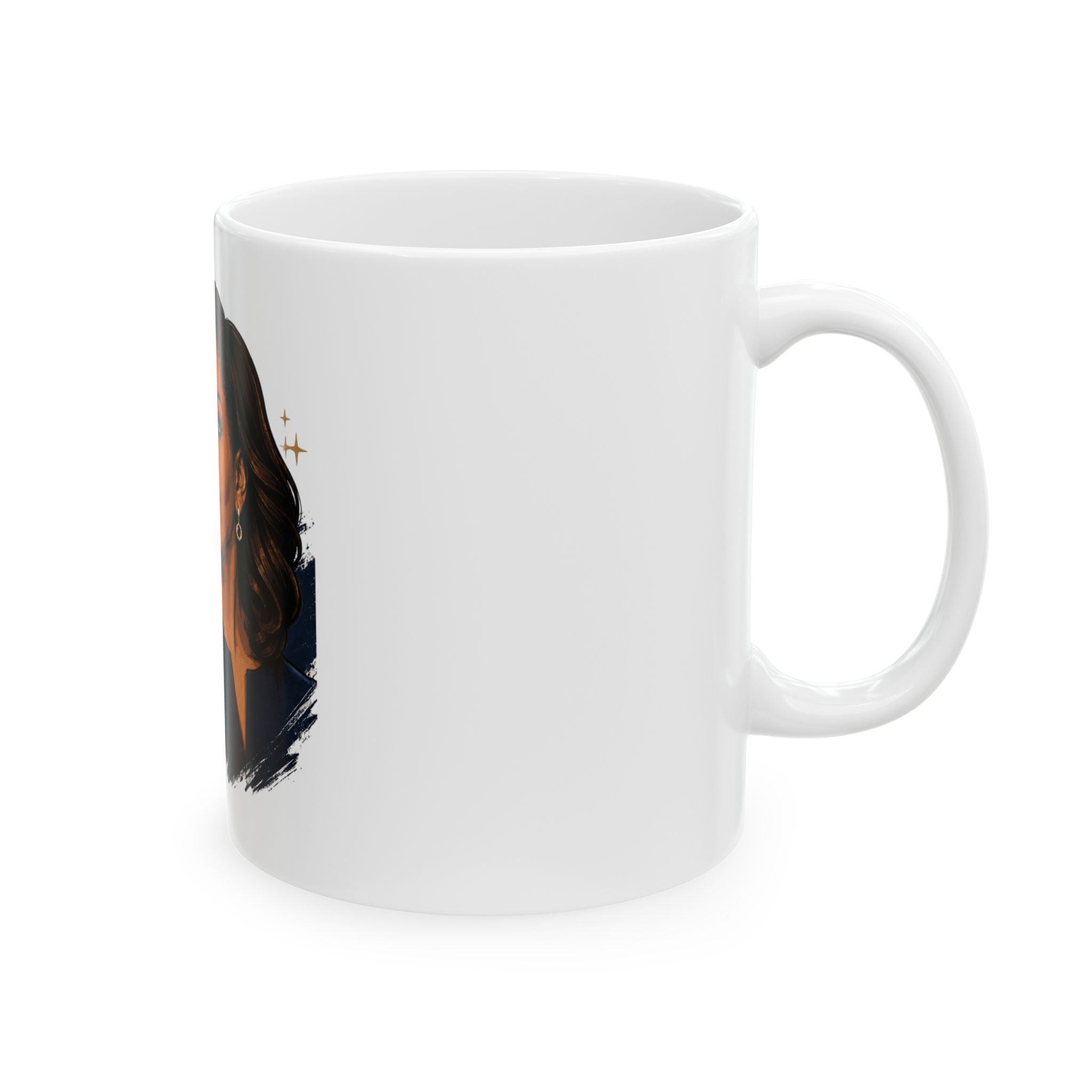 Inspirational Portrait Ceramic Mug — "When They Go Low, We Go High" Coffee Cup