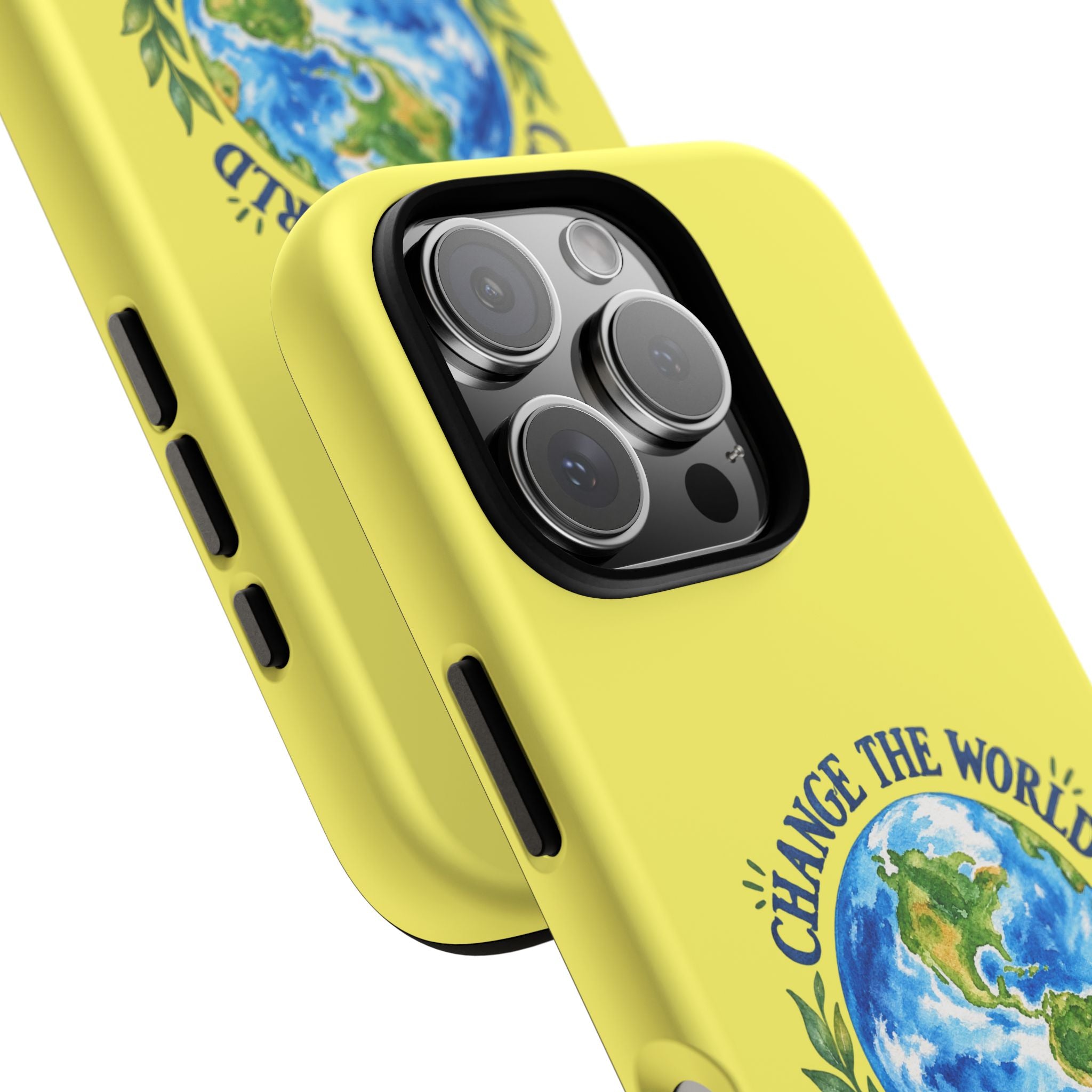 Yellow Change the World Not Your Body iPhone Case | Girls Empowerment Phone Case | You Are Enough Body Positive Case