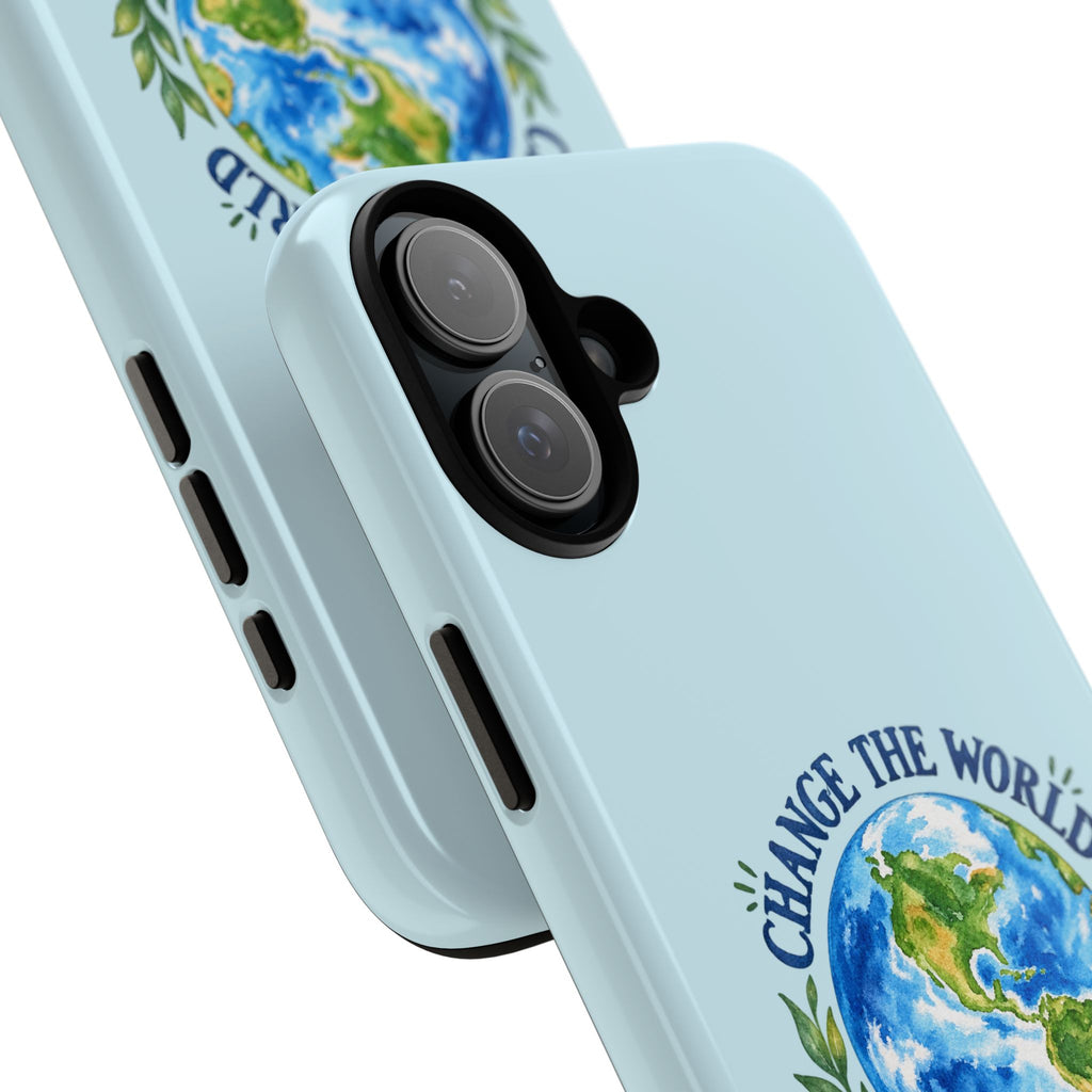 Light Blue Change the World Not Your Body iPhone Case | Girls Empowerment Phone Case | You Are Enough Body Positive Case