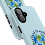 Light Blue Change the World Not Your Body iPhone Case | Girls Empowerment Phone Case | You Are Enough Body Positive Case
