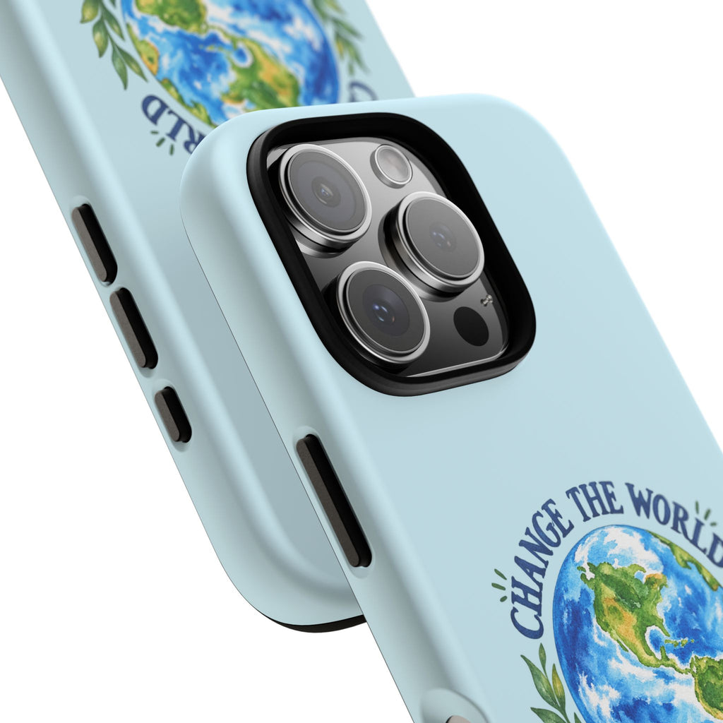 Light Blue Change the World Not Your Body iPhone Case | Girls Empowerment Phone Case | You Are Enough Body Positive Case