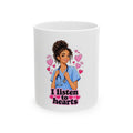 Nurse Ceramic Mug – “I Listen to Hearts” Cute Scrub RN Coffee Cup