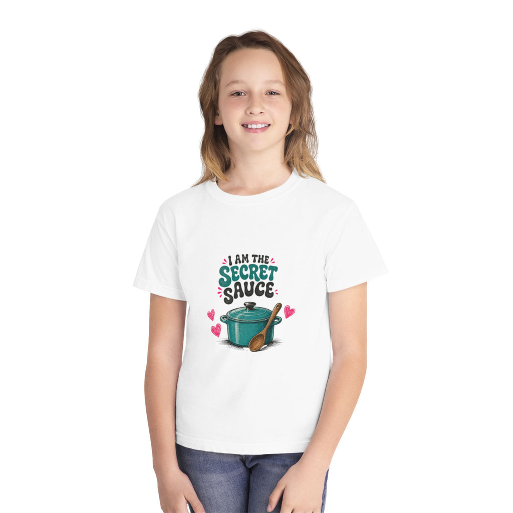 Youth Tee – “I Am The Secret Sauce” Cute Cooking Pot Graphic