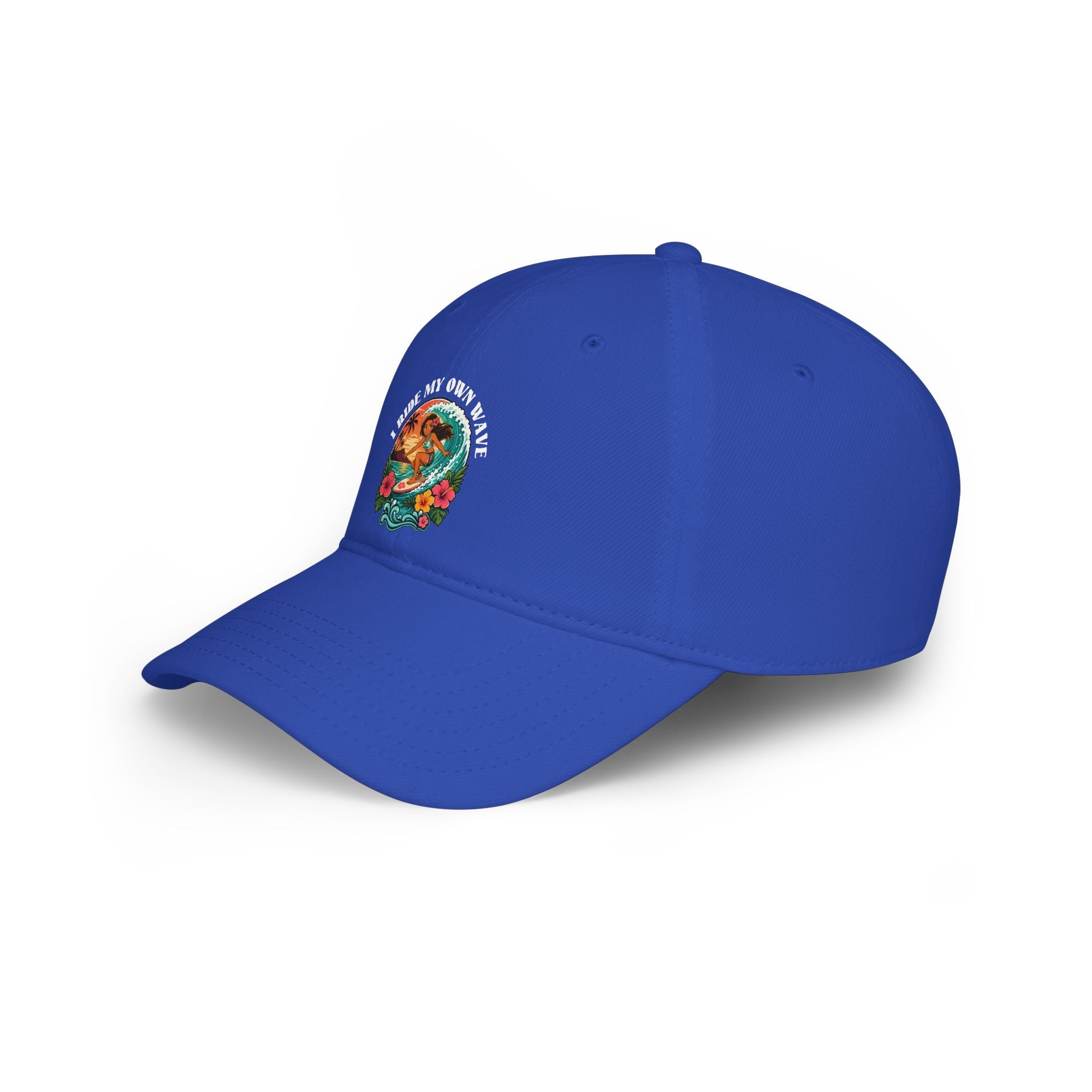 Low Profile Baseball Cap — "I Ride My Own Wave" Surfing Mermaid Hat