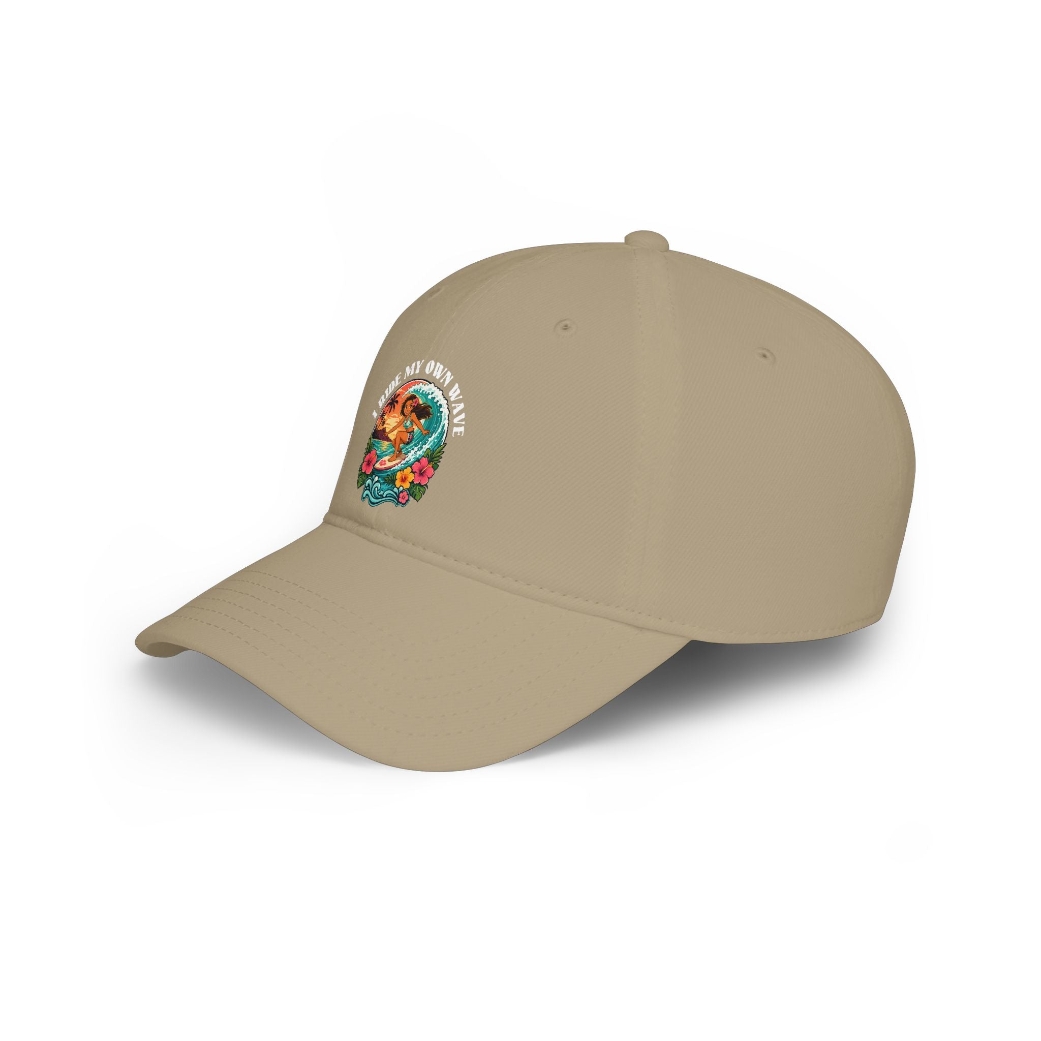 Low Profile Baseball Cap — "I Ride My Own Wave" Surfing Mermaid Hat