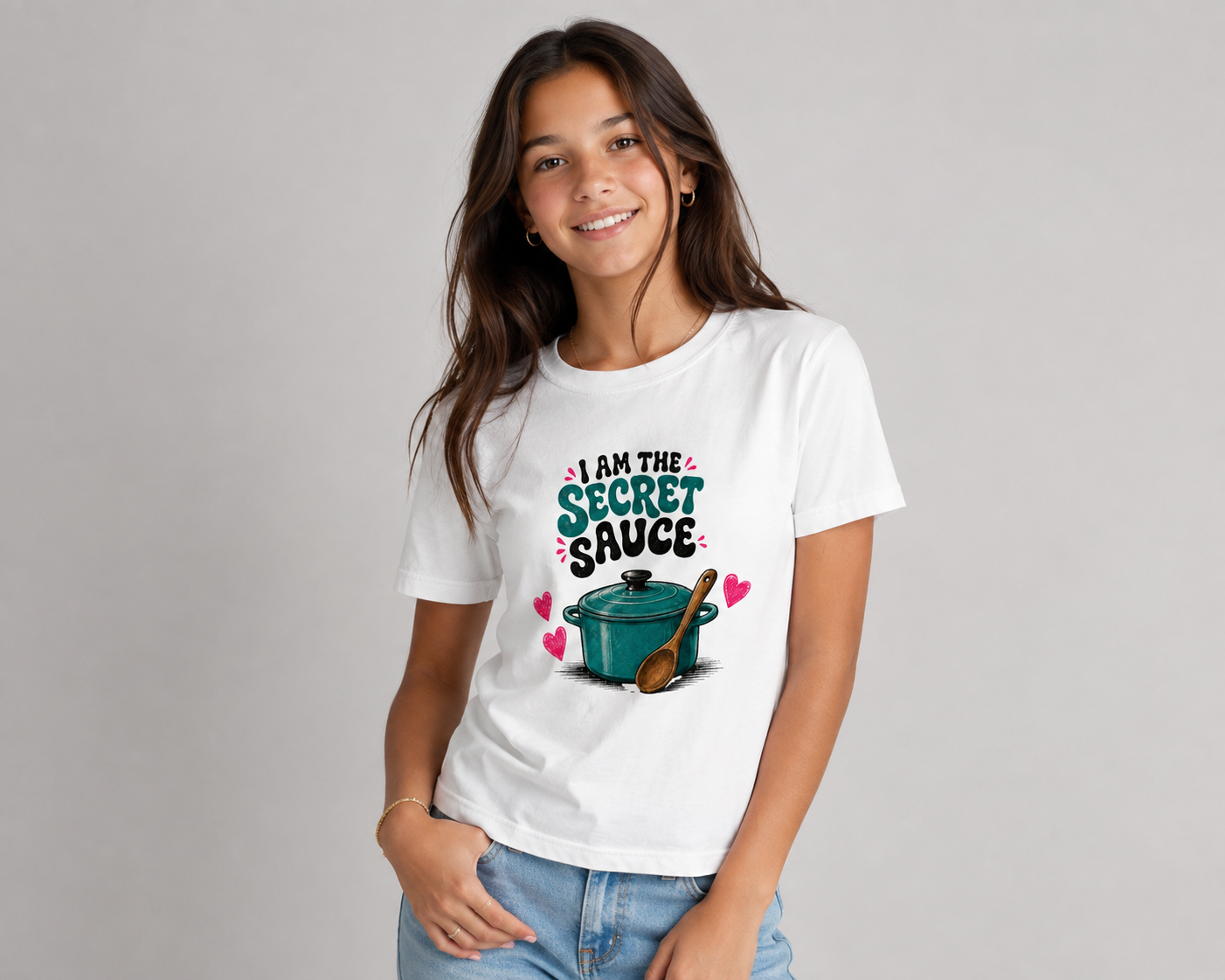 Youth Tee – “I Am The Secret Sauce” Cute Cooking Pot Graphic