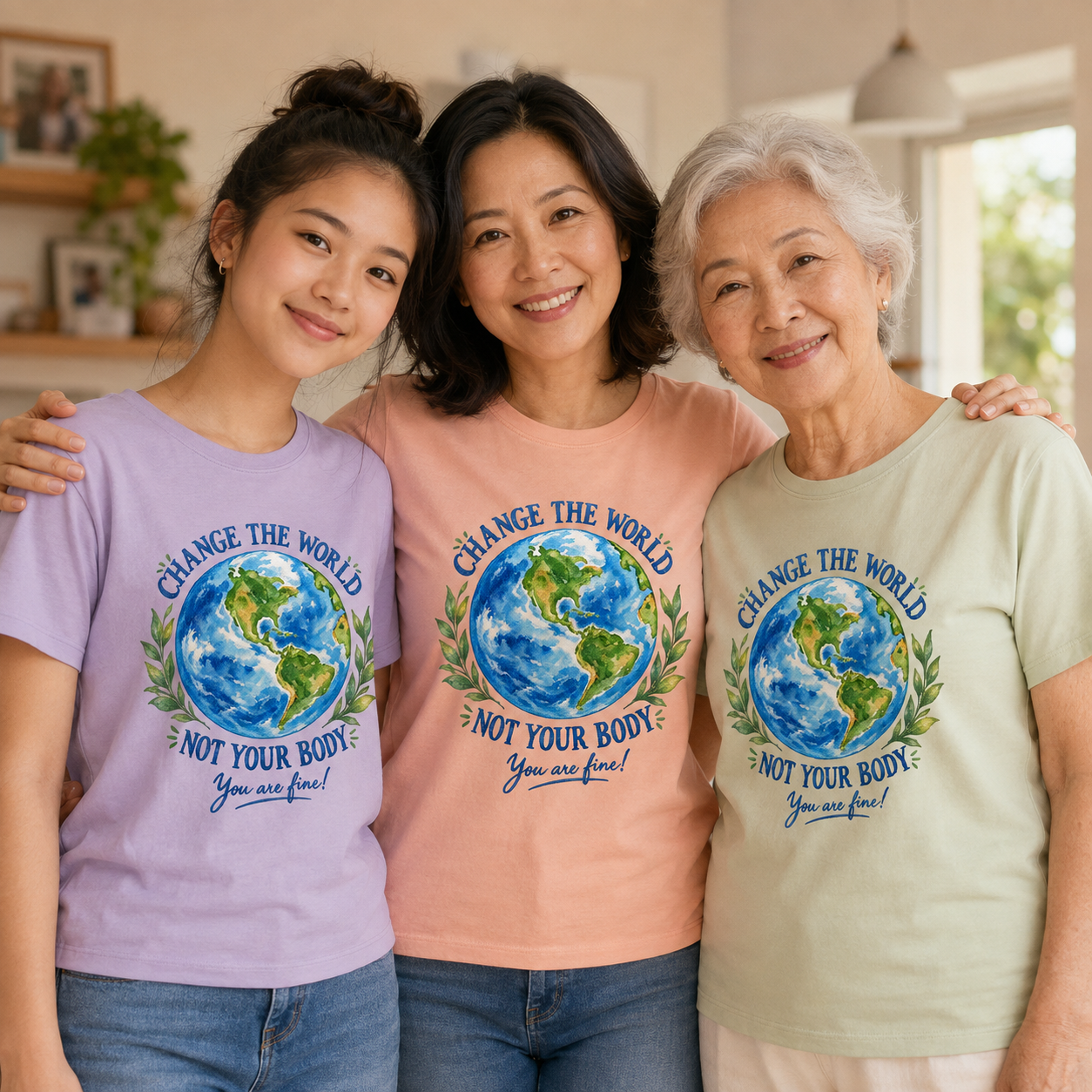 Earth Love T-Shirt — "Change the World Not Your Body" Eco Awareness Tee