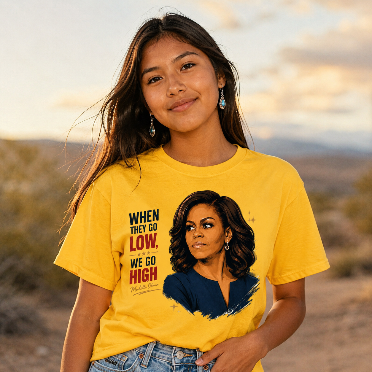 When They Go Low We Go High T-Shirt | Inspirational Women’s Empowerment Tee | Leadership Quote Shirt | Motivational Gift for Girls