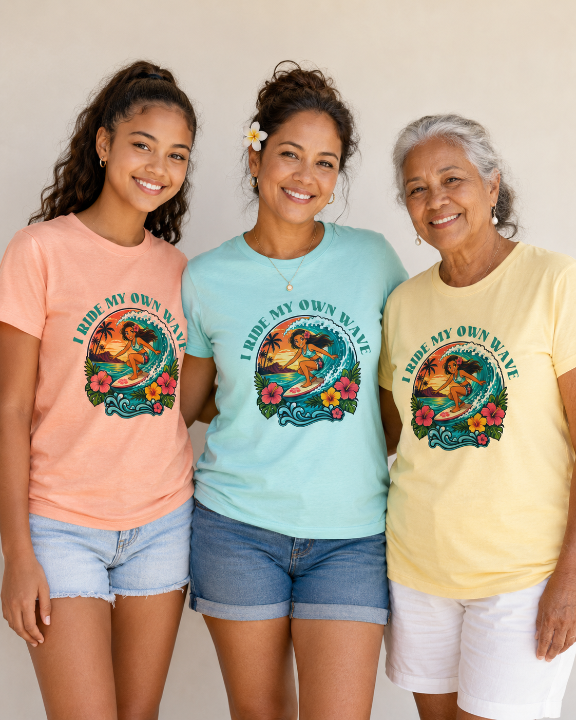 I Ride My Own Wave Surf Tee — Retro Tropical Surfing T-Shirt