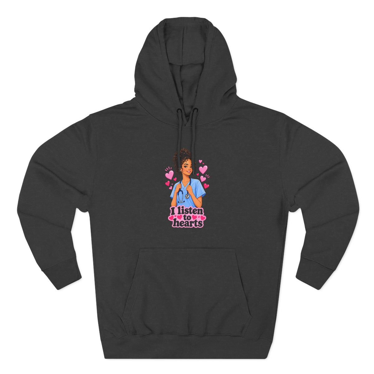 Listen to Hearts Hoodie — Cute Romantic Graphic Pullover for Valentine's & Everyday
