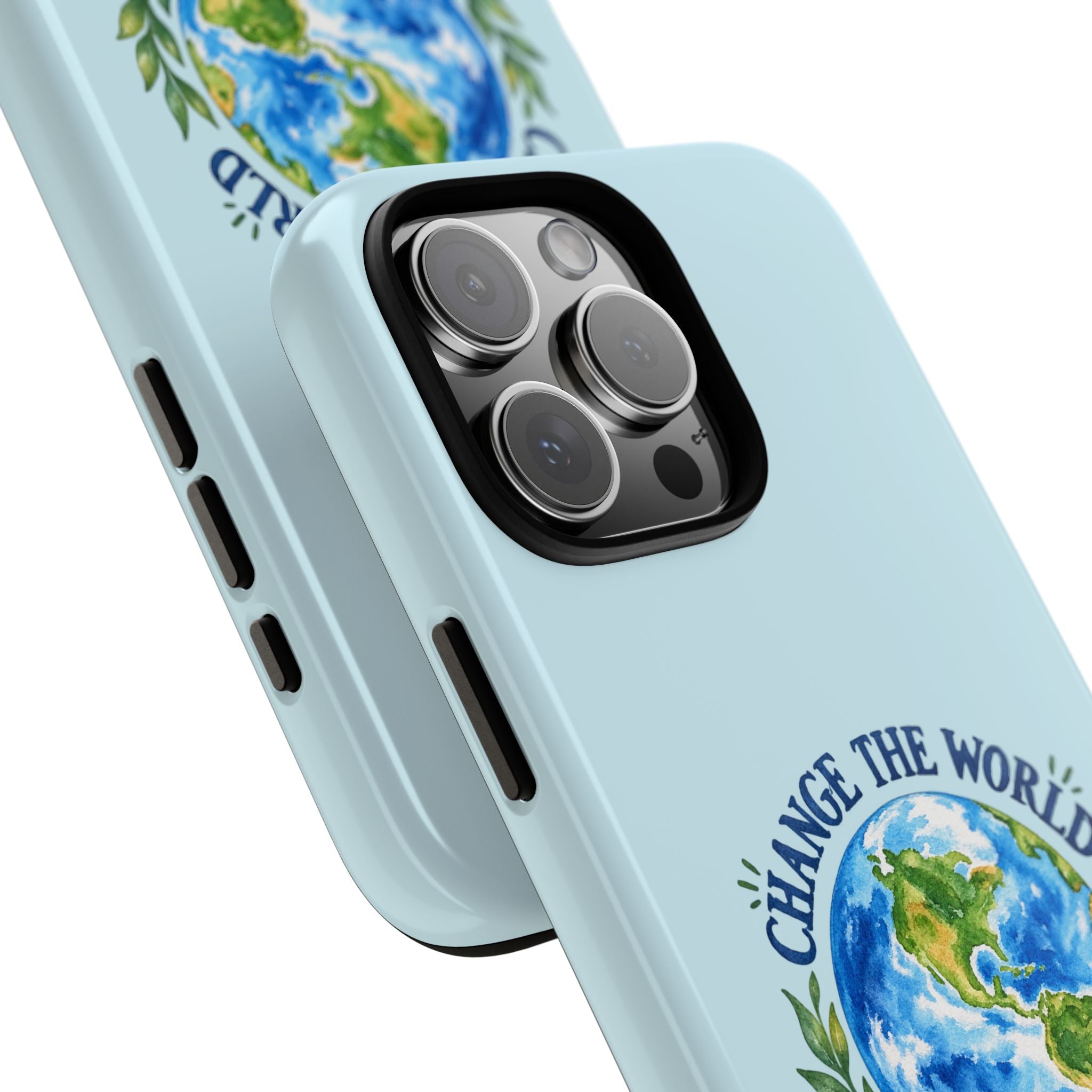 Light Blue Change the World Not Your Body iPhone Case | Girls Empowerment Phone Case | You Are Enough Body Positive Case