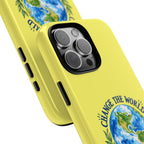 Yellow Change the World Not Your Body iPhone Case | Girls Empowerment Phone Case | You Are Enough Body Positive Case