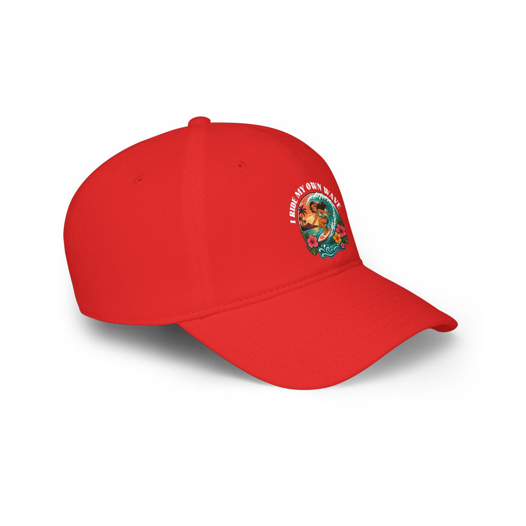 Low Profile Baseball Cap — "I Ride My Own Wave" Surfing Mermaid Hat