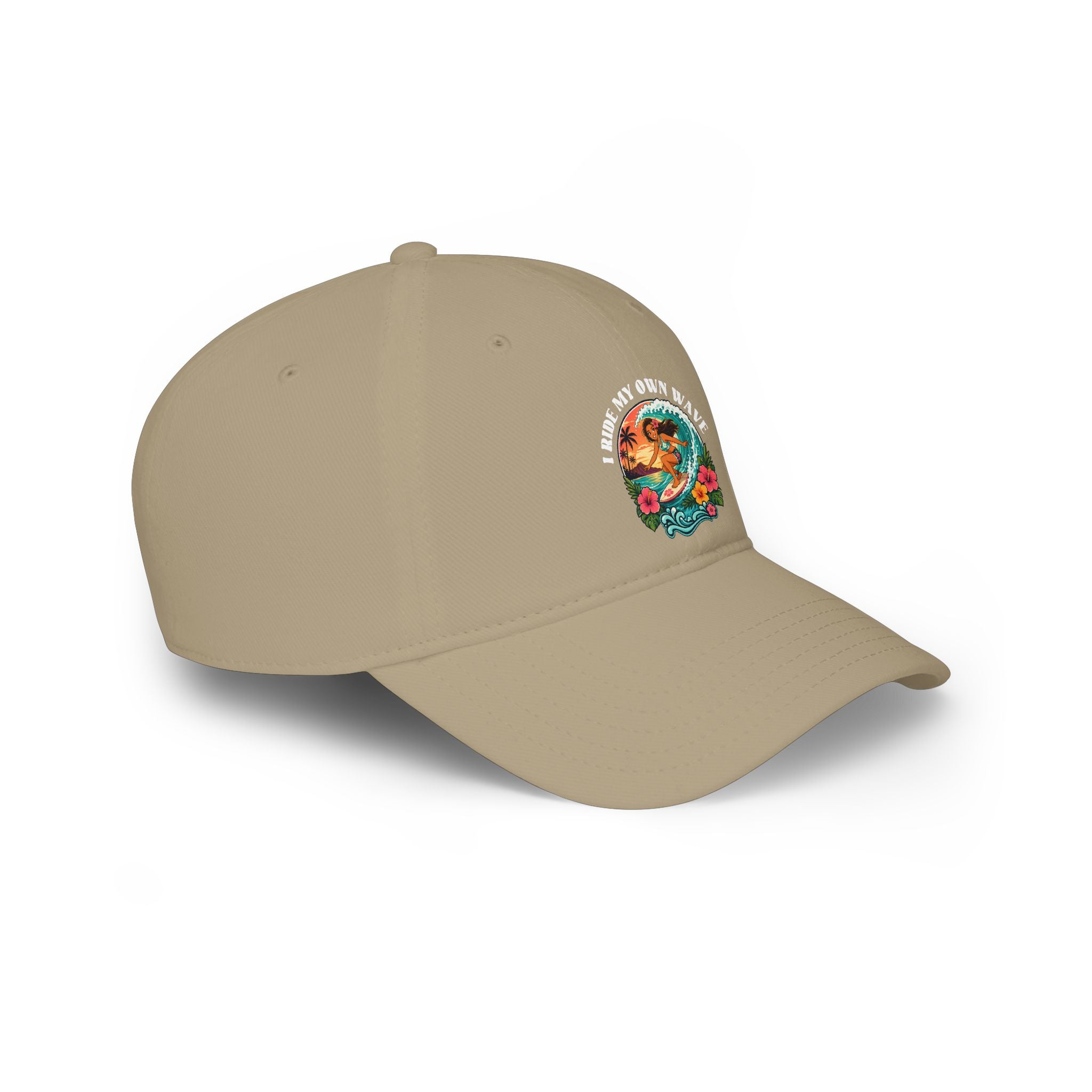 Low Profile Baseball Cap — "I Ride My Own Wave" Surfing Mermaid Hat