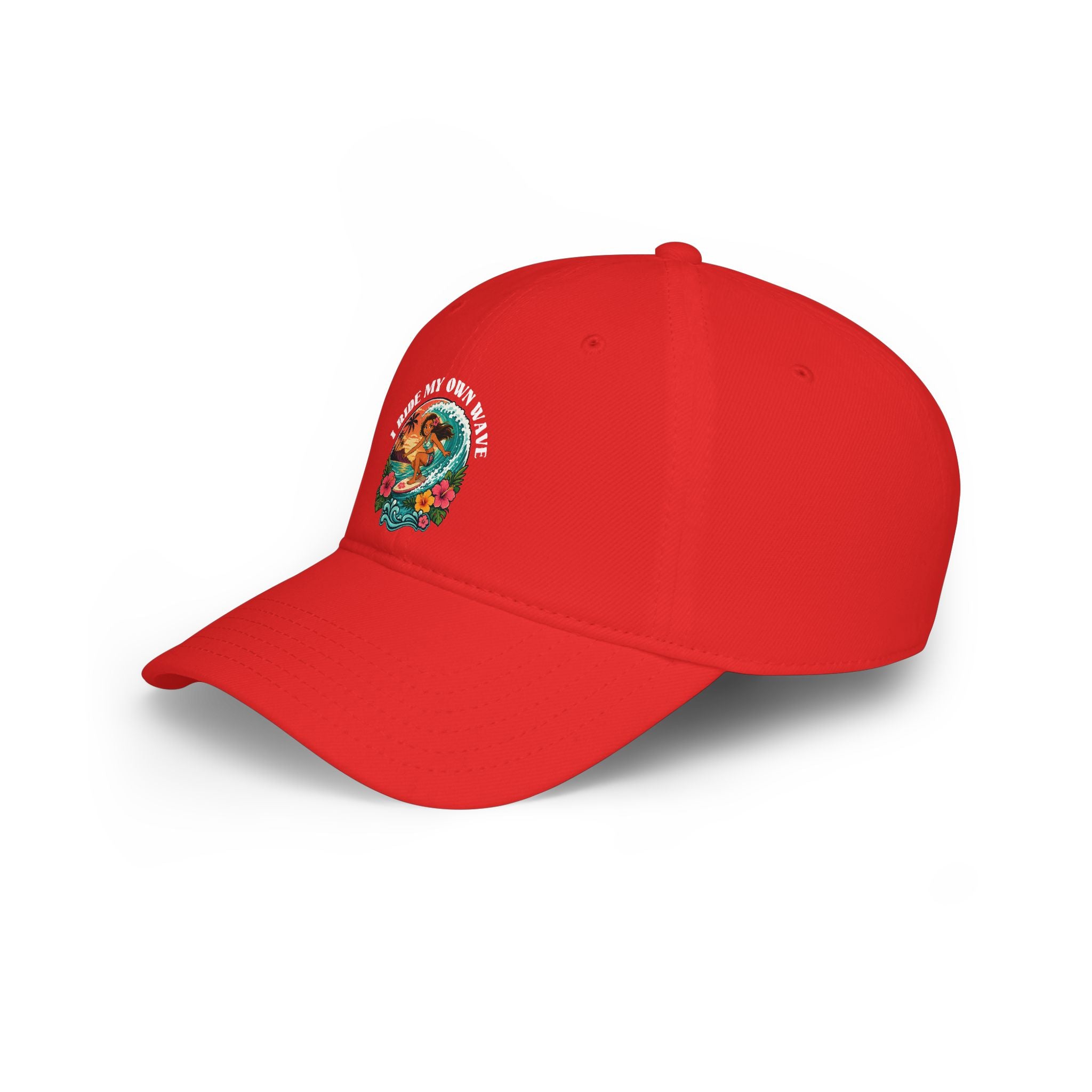 Low Profile Baseball Cap — "I Ride My Own Wave" Surfing Mermaid Hat